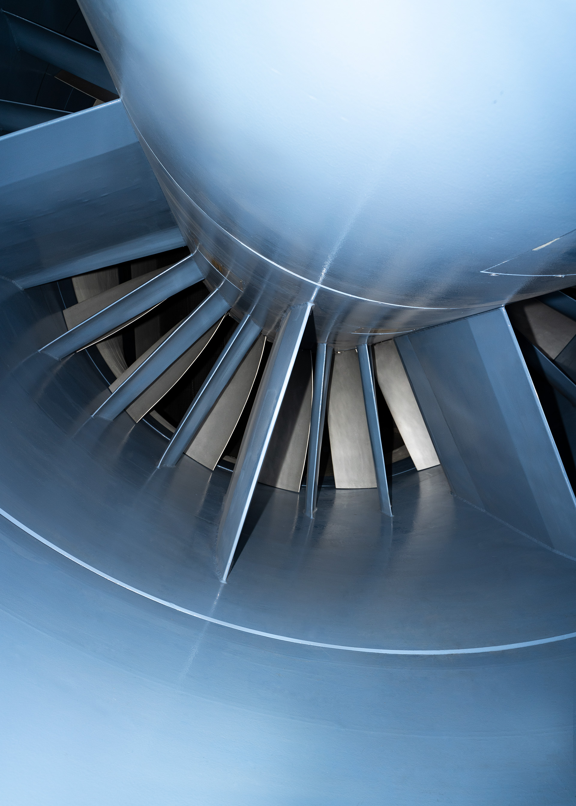 Close-up of the fan of the wind tunnel. 